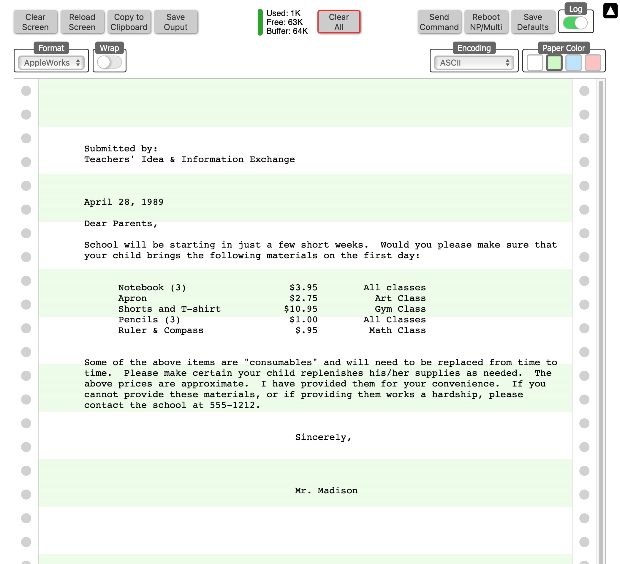 newprint appleworks word processor screenshot